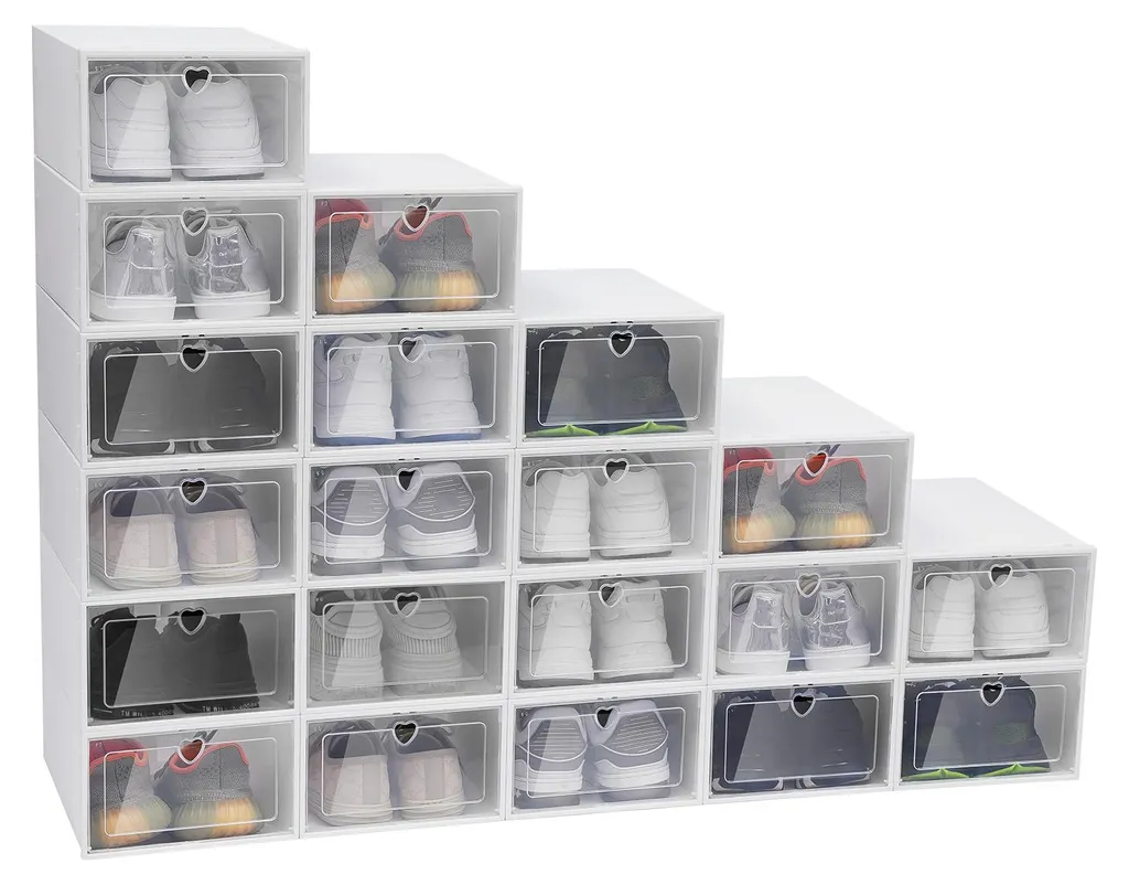 Rangement chaussures design pliable blanc - Système empilable robuste - 4