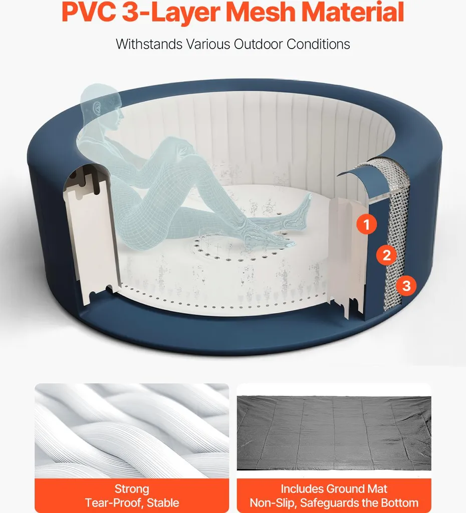 Spa Gonflable Gris 208cm : Solution Détente sans Installation Fixe