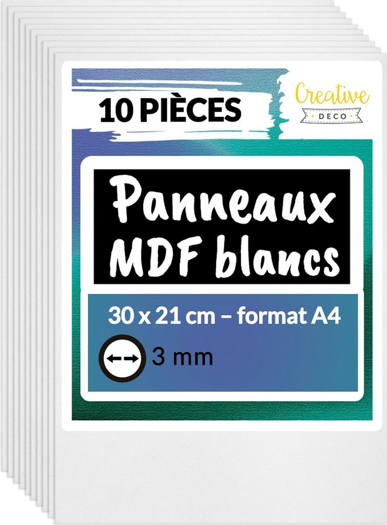 Creative Deco 10 x A3 Panneau MDF Blanc 420 x 300 x 3 mm - Image du produit 