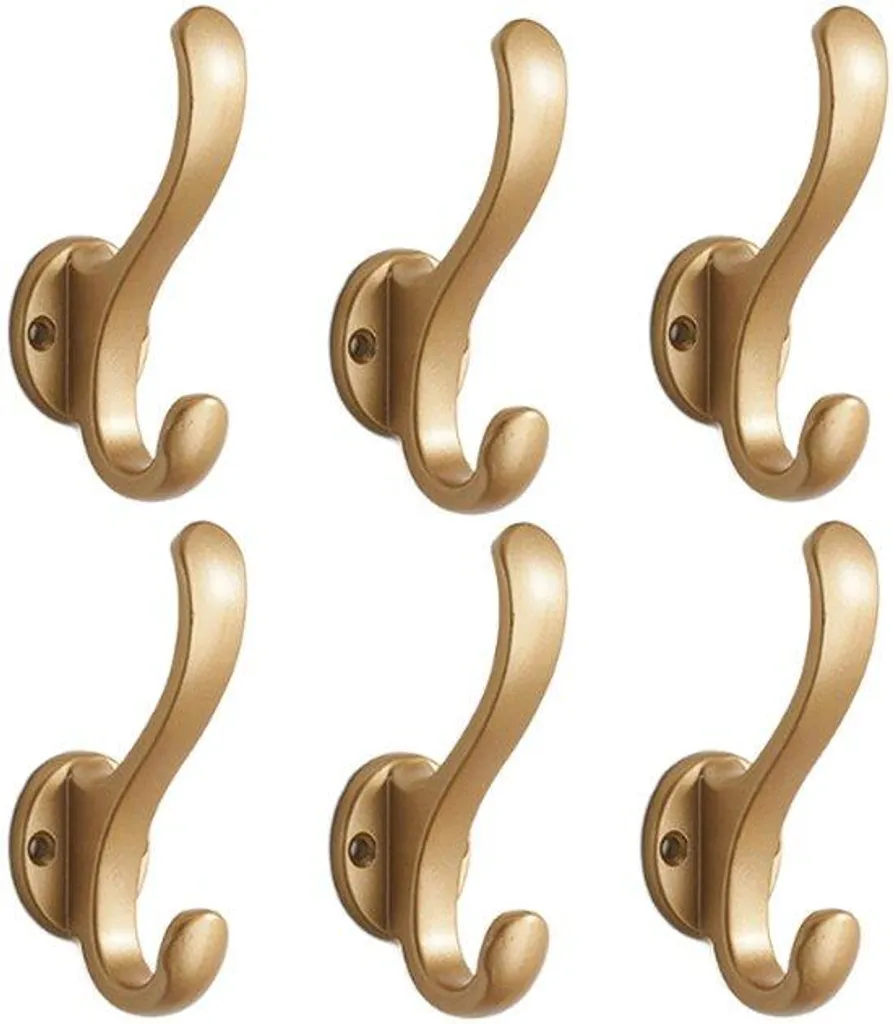 Crochets muraux dorés style ancien : set de 6 supports polyvalents