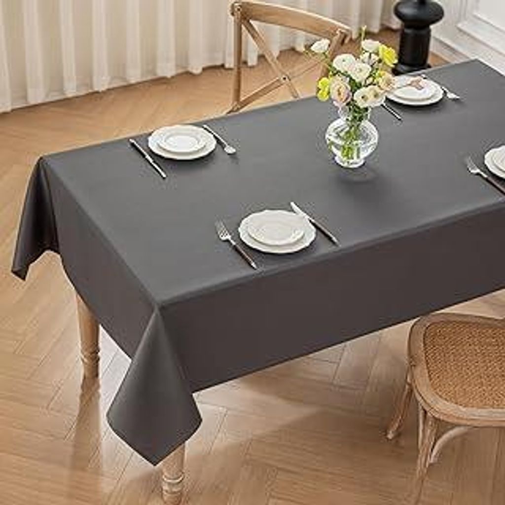 Tischdecke Dunkelgrau Waschbar, 100X140cm Tischdecken Tischtuch aus Polyester, Leicht wasserabweisend mit Lotuseffekt, Dauerhaft Kratzfest für Hau...