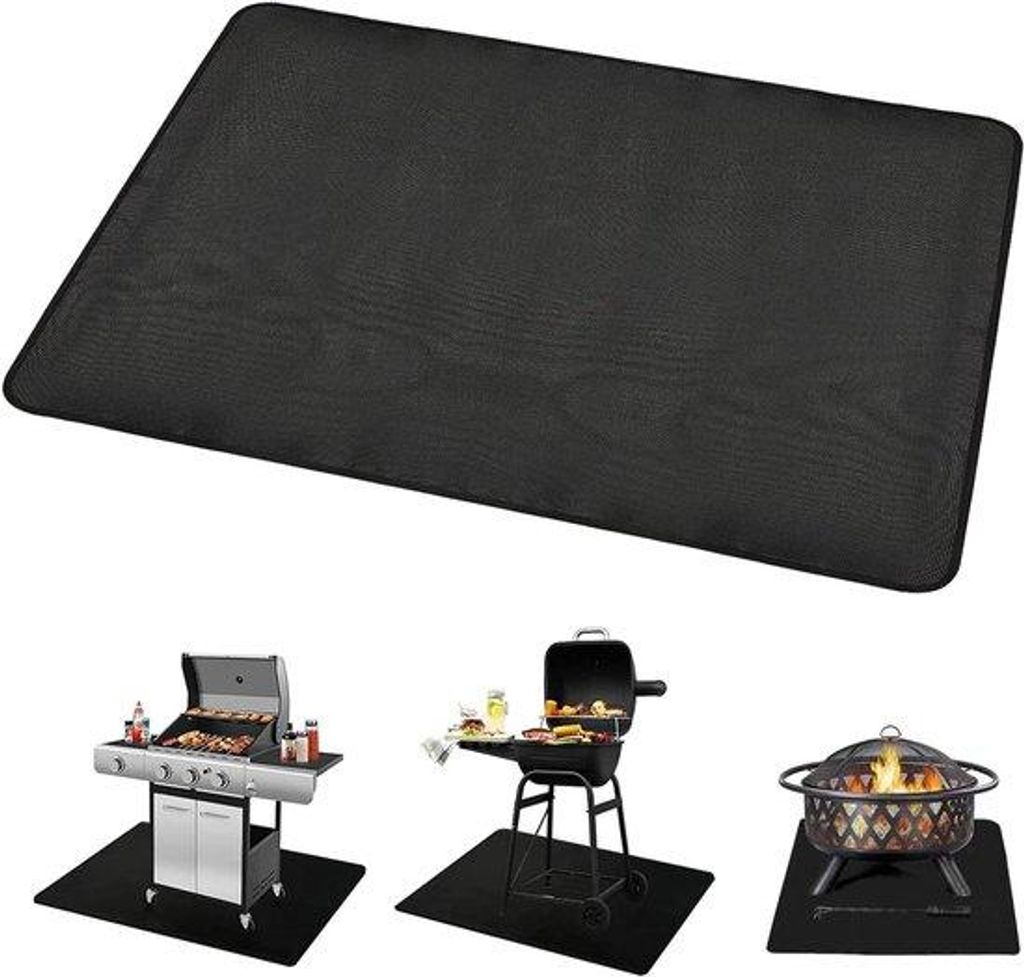 Wetterbeständige Außenmatte für Terrasse - 1 Stück - Schwarz - 3-Lagige Schutzschicht - 80x75 cm.