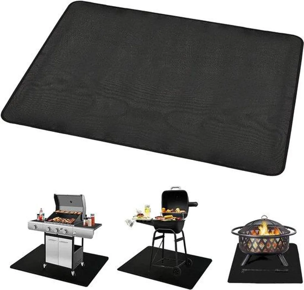 Tapis de terrasse ignifuge noir 80 x 75 cm - Protection 3 couches Pro