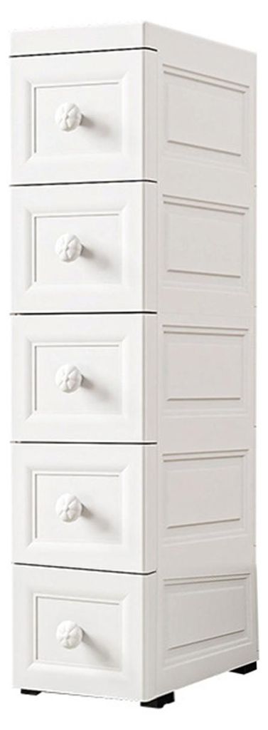 Schmaler, mehrstufiger Aufbewahrungsschrank mit Rollen und Schubladen – ideal für kleine Räume wie Badezimmer, Schlafzimmer und Küche.