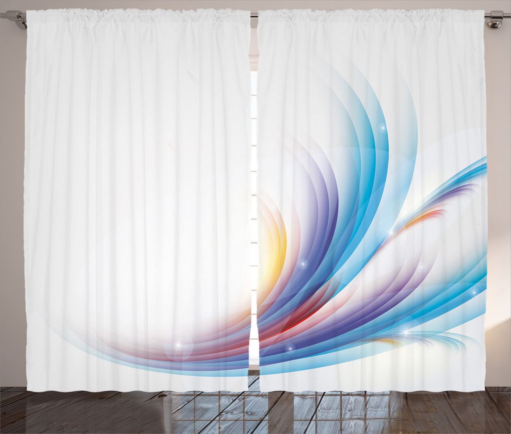 ABAKUHAUS Modern Rustikaler Gardine, Regenbogen inspiriert Waves, Schlafzimmer Kräuselband Vorhang mit Schlaufen und Haken, 280 x 245 cm, Lila