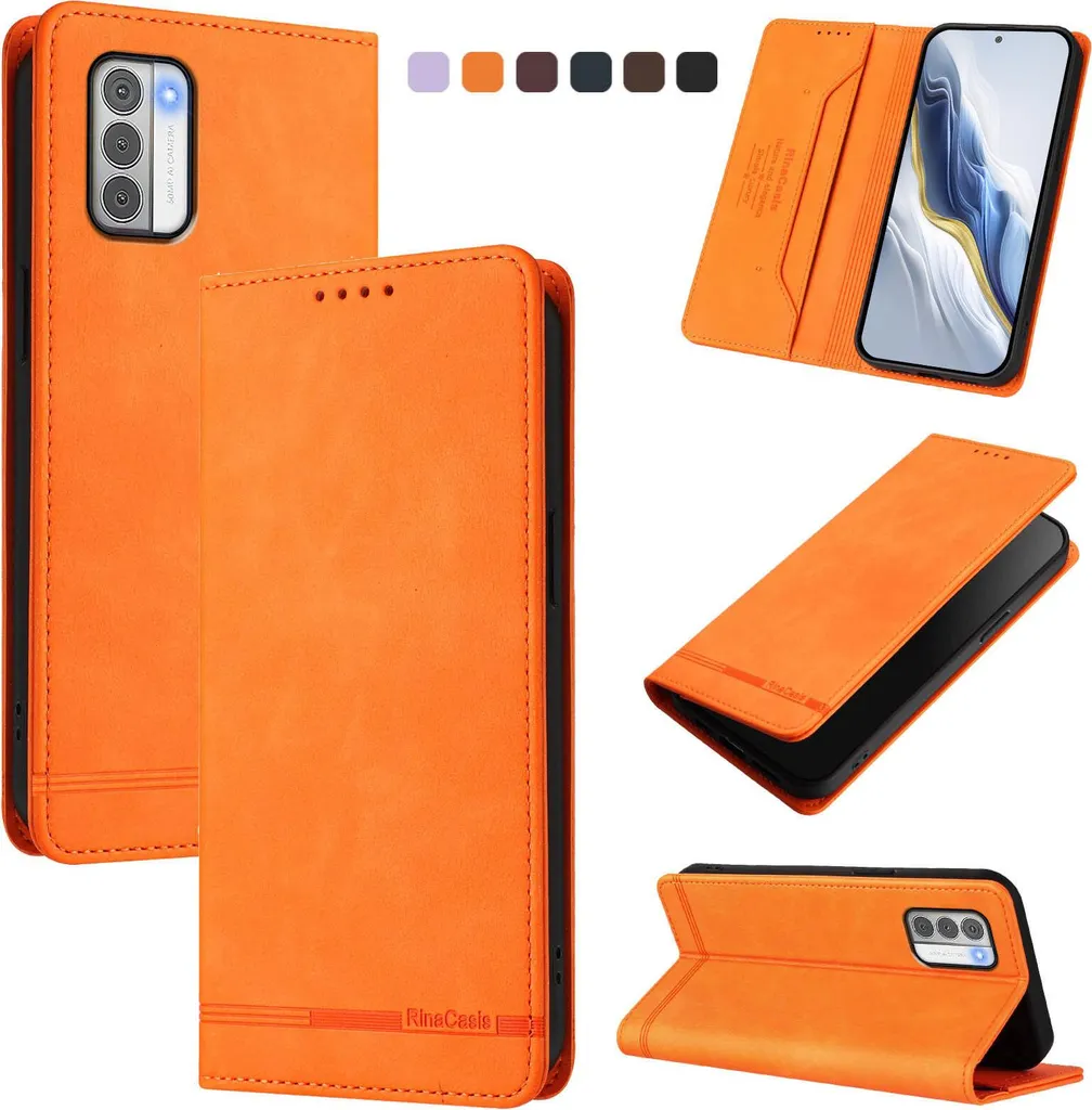 BORYA Cover per Nokia G42 5G, Premium PU Pelle+TPU Antiurto Silicone Folio Flip Custodia, Portafoglio Supporto Slot Schede Magnetica Chiusura Blocco RFID, Rosso