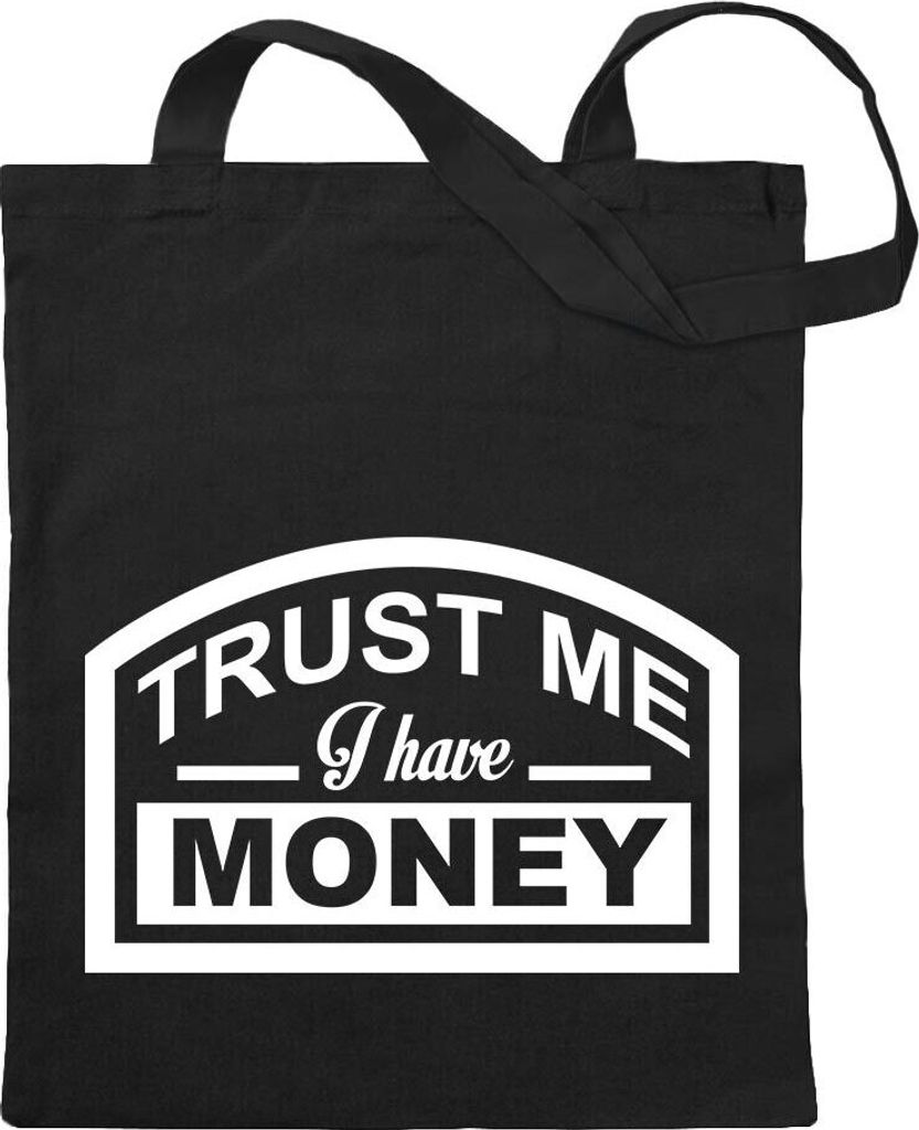 Kiwistar - Baumwolltasche - schwarz - Trust me, i Have Money - Tragetasche Stoffbeutel Umhängetasche Langer Henkel