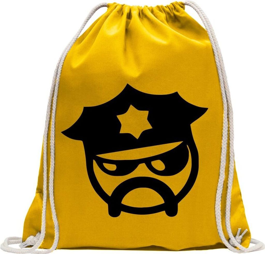 Kiwistar - Turnbeutel - gelb - JDM Cop - Fun Rucksack Sport Beutel Gymsack Baumwolle mit Ziehgurt