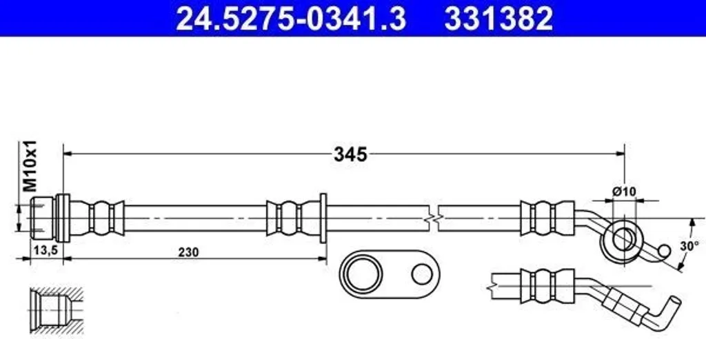 Flexible de freinage hydraulique pour Avensis T27 et Auris E15 - ATE