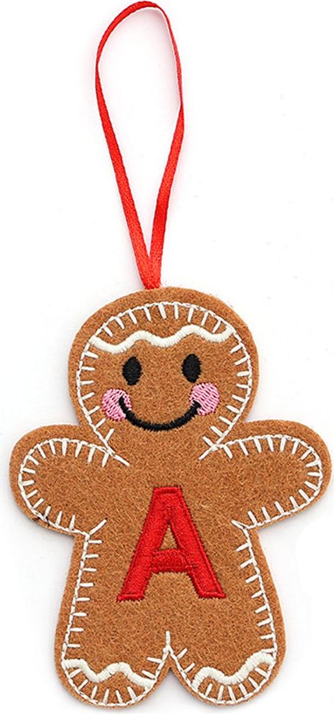 Lebkuchenmann-Ornamente, Initialen-Alphabet-Monogramm, Lebkuchen-Hängeornament, Familienname, Weihnachtsbaumschmuck