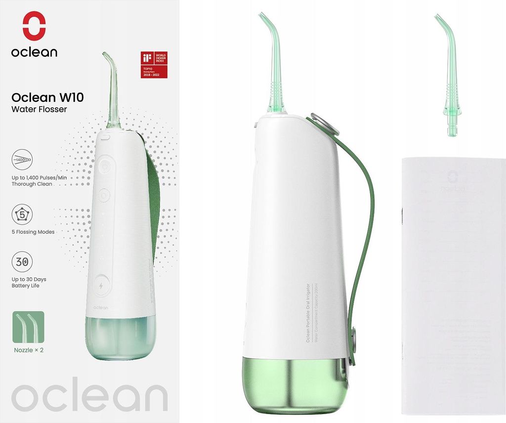 Oclean W10 Zahnspülung 2 Düsen, 5 Modi, 200 Ml, 1400Mah Akku