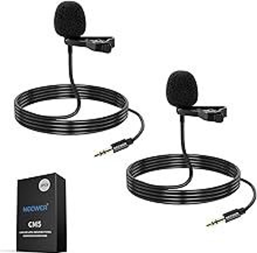 NEEWER 2 Pack Wired Lavalier Ansteckmikrofon kompatibel mit DJI Mic Sender drahtlose kompatibel mit Rode Wireless GO II 2, kabelgebundenen Mini Mic...