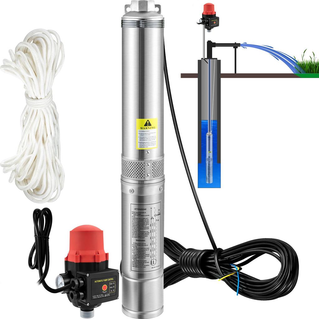VEVOR 3,5" Tiefbrunnenpumpe 750W Brunnenpumpe 105L/min Produktbild 