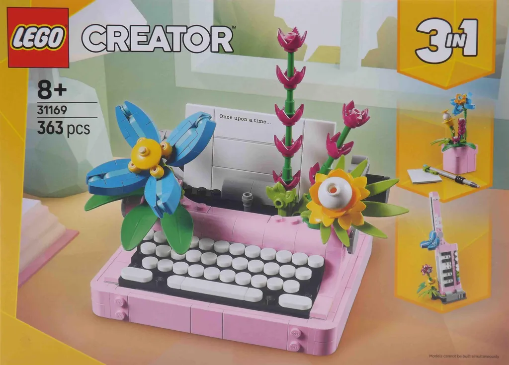 Machine à écrire LEGO Creator 31169 avec fleurs, objet de collection rétro - 41