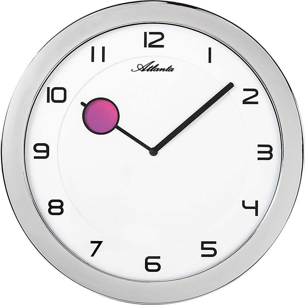 Atlanta 4432/19 Wanduhr Quarz analog silbern rund flach mit Farbwechsel