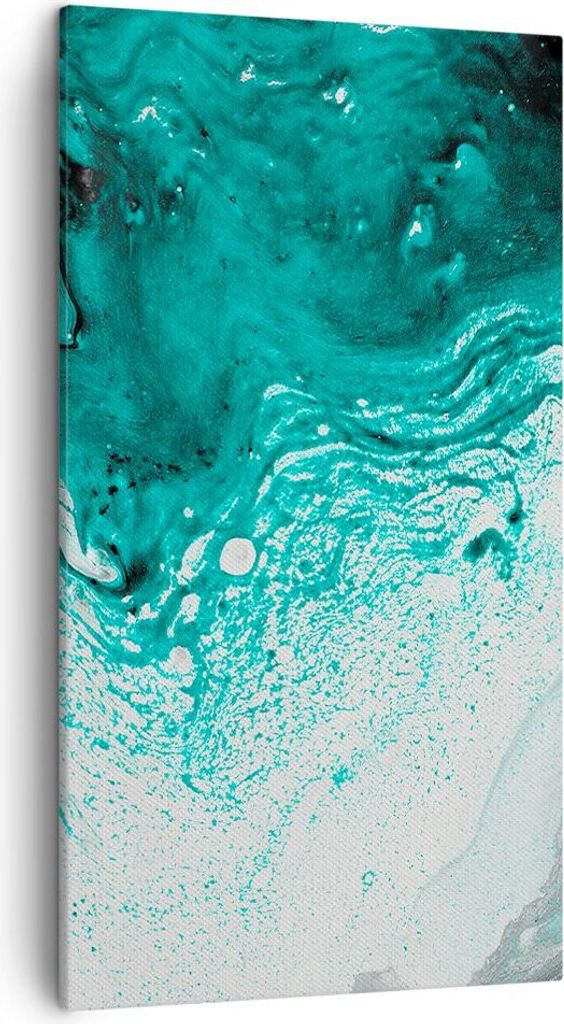 Bild auf Leinwand - Leinwandbild - Einteilig - Abstraktion Türkis Flüssigkeit - 45x80cm - Wand Bild - Wanddeko - Wandbilder - Leinwanddruck - Bil...