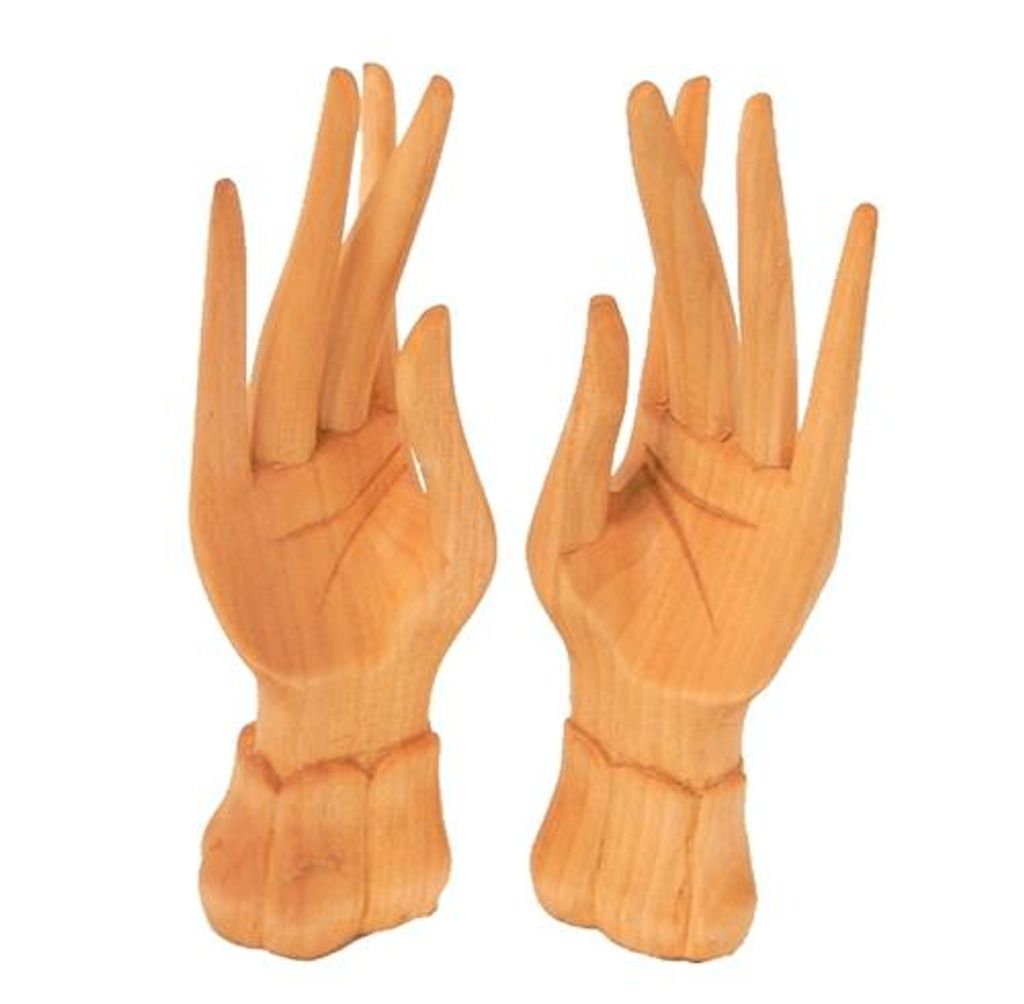 stehende Hände aus Krokodil Wood handgeschnitzt , paarweise Produktbild 