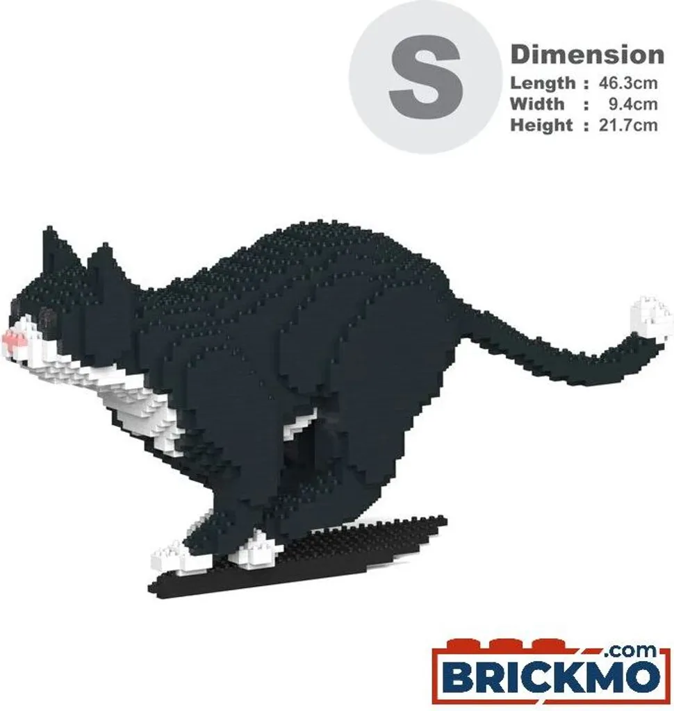 Sculpture Chat JEKCA ST19TCA06 Noir et Blanc - Briques avec Vis de Fixation