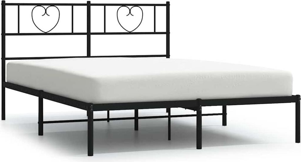 vidaXL Bettgestell mit Kopfteil Metall Schwarz 135x190 cm