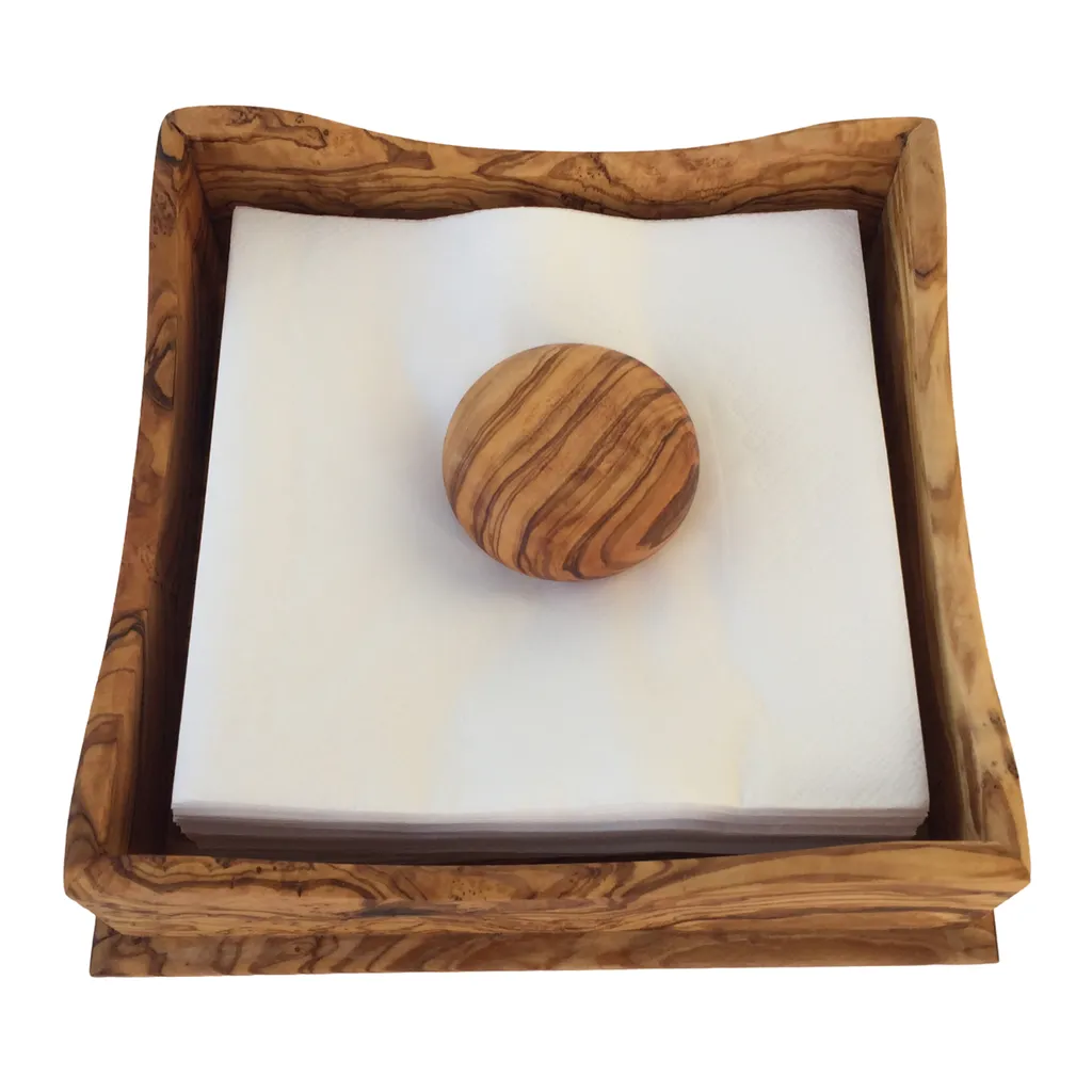 Support serviettes pour table extérieure en bois d'olivier et lest - 6