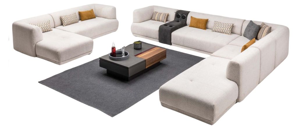 Eckgarnitur Wohnlandschaft Große Sofas L form Polstersofa Couch Stoff