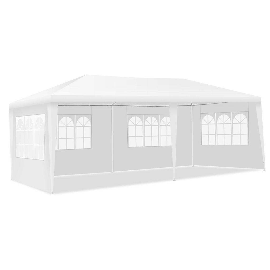 COSTWAY Pavillon 3x6m, Gartenpavillon mit 4 abnehmbaren Seitenwände & Fenstern, Partyzelt, Festzelt, Gartenzelt, für Garten, Party, Hochzeit, Weiß