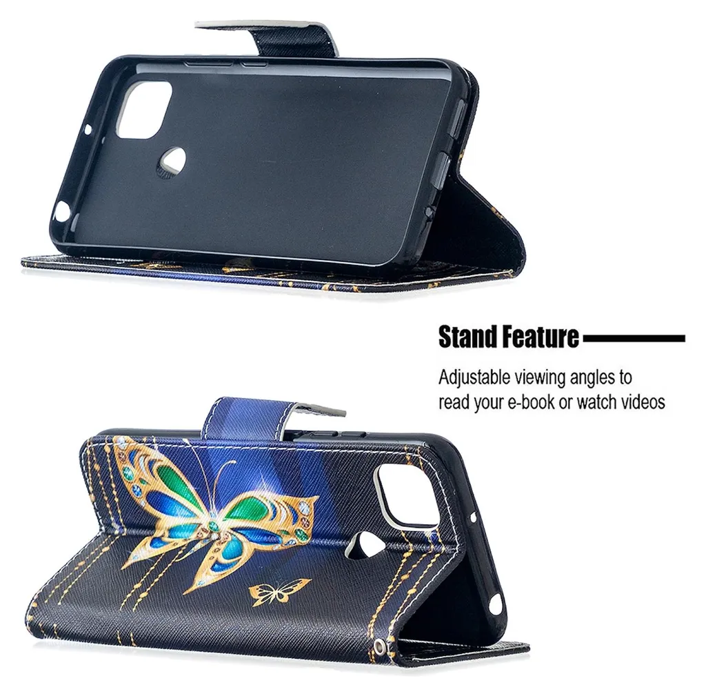 Custodia SATURCASE Per Xiaomi Redmi 9C, Viola, In Pelle PU Con Portatessere E Supporto