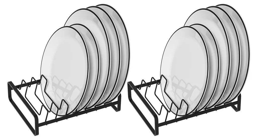 Support assiette métal noir robuste, range-vaisselle vertical compact