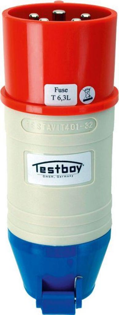 Testboy CEE-Adapter TV 432A mit Drehfeldrichtungsanzeige 165 x 65 mm