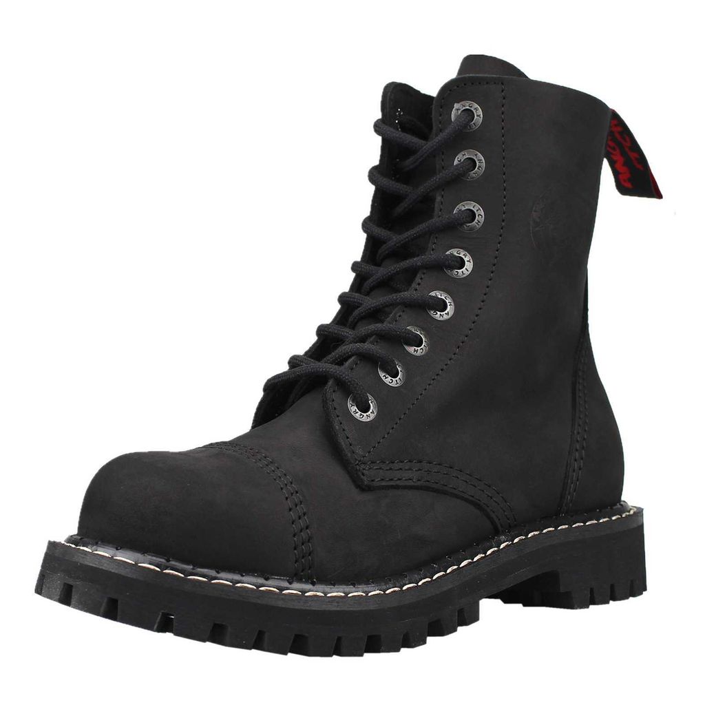 Angry Itch 08-Loch Leder Stiefel Vintage Schwarz Größe 40