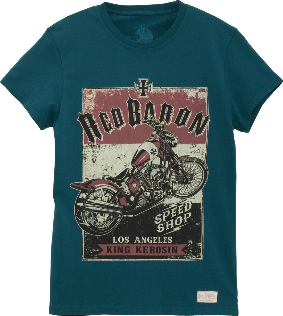 King Kerosin T-Shirt Red Baron Speedshop Blue-S