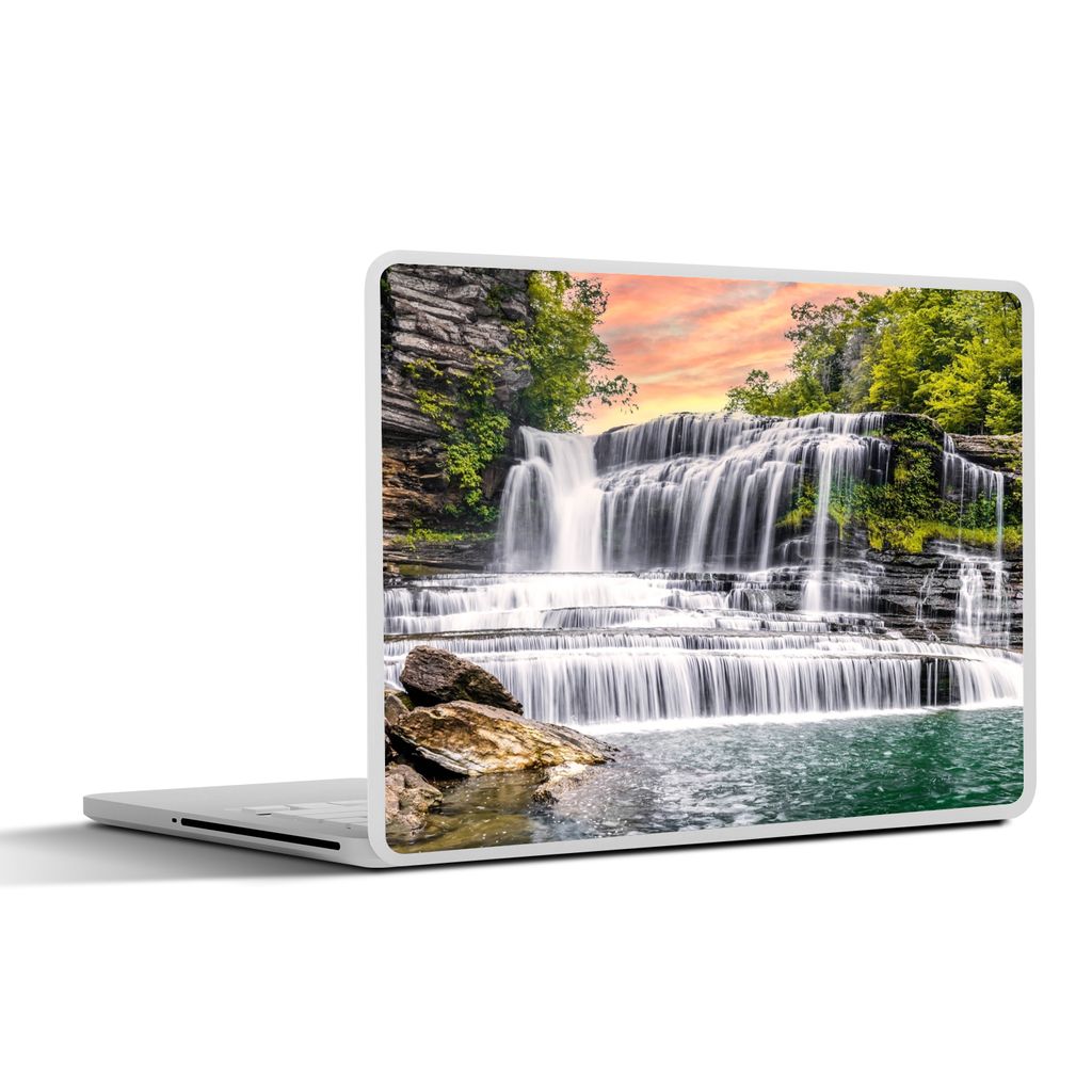 MuchoWow Laptop Aufkleber Sticker Cover Wasserfall - Wasser - Steine - Pflanzen - Natur 30x21 cm - Sticker für Laptop - Selbstklebend