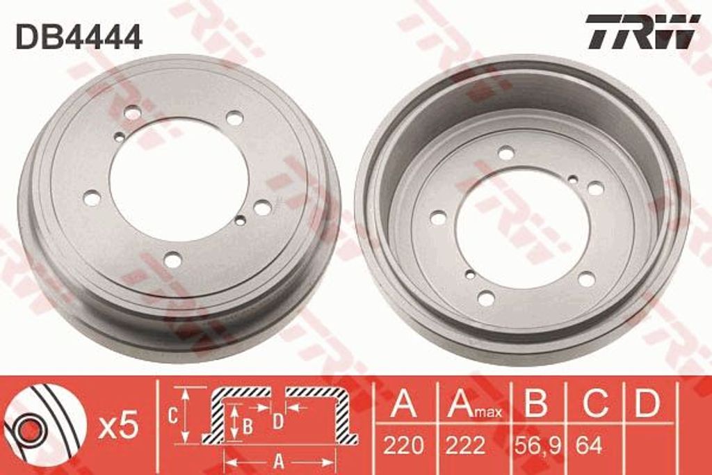 2x TRW Bremstrommel DB4444 für SUZUKI Grand Vitara II SUV (JT TE TD)