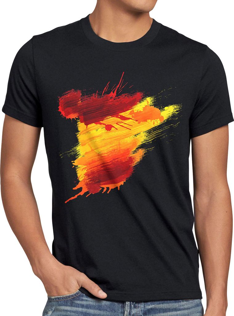 BaumwolleCloud Flagge Spanien Herren T-Shirt Fußball Sport Spain WM EM Fahne