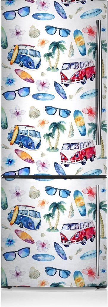 Aufkleber Kühlschrankmagnete Dekoration Kühlschrankfolie 60x180 cm - Surfer Beach.