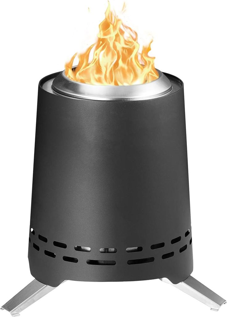 Mini Tischfeuerstelle Rauchfrei mit Standard Tragetasche - Pellets Holz Edelstahl Garten Terrasse Camping Rauchfrei Schwarz