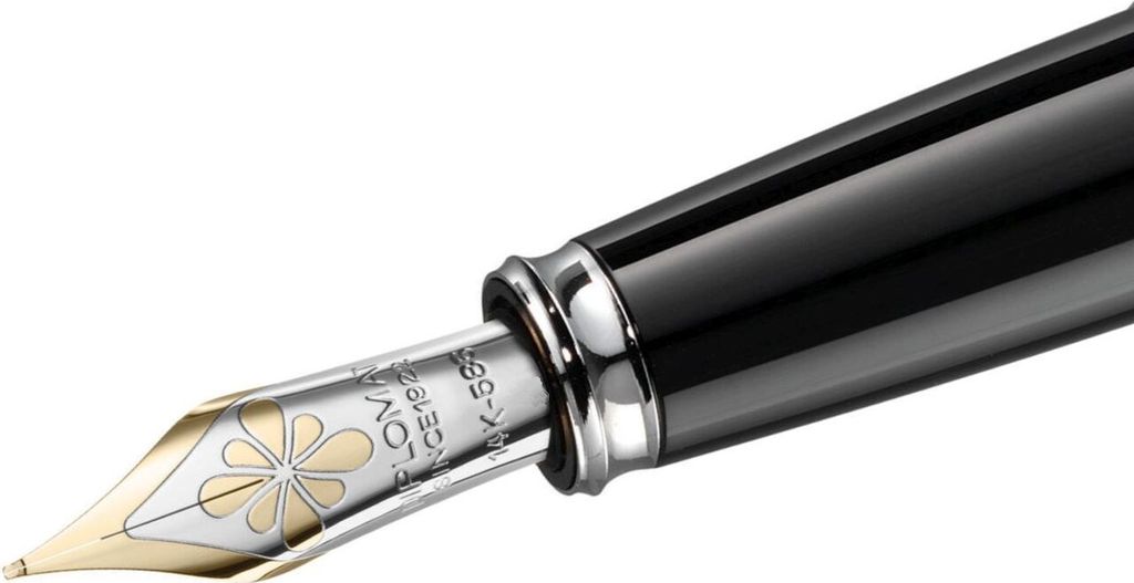 Federaggregat verchromte Beschläge mit Goldfeder 14kt bi-color Excellence A2 Breite F