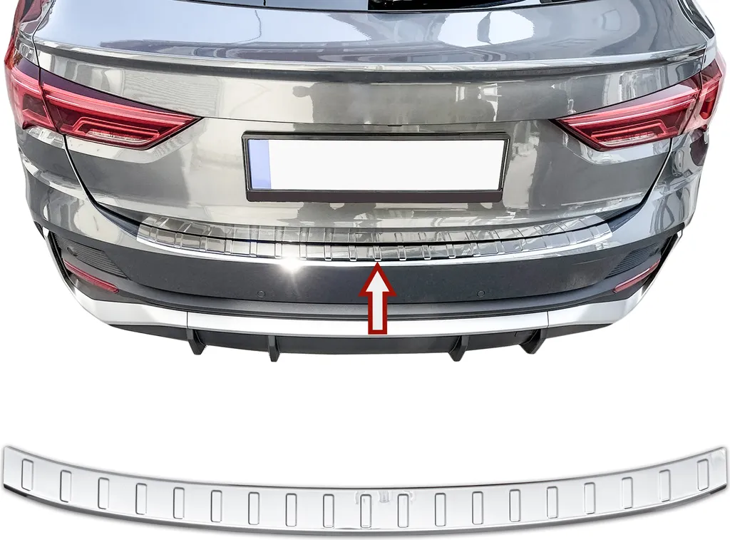Seuil de coffre Audi Q3 Sportback F3 en inox chromé protection pare-choc