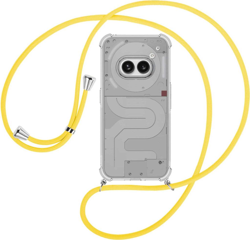 Handykette Backcover-Schutzhülle mit Band (Metall silberfarben) für Nothing Phone (2a) - gelb
