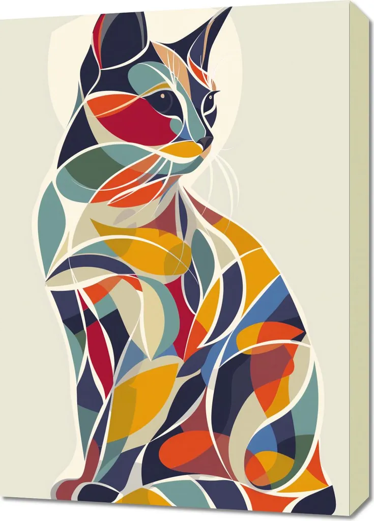 Image Chat Kaléidoscope 50 x 70 cm - Design Géométrique et Abstrait