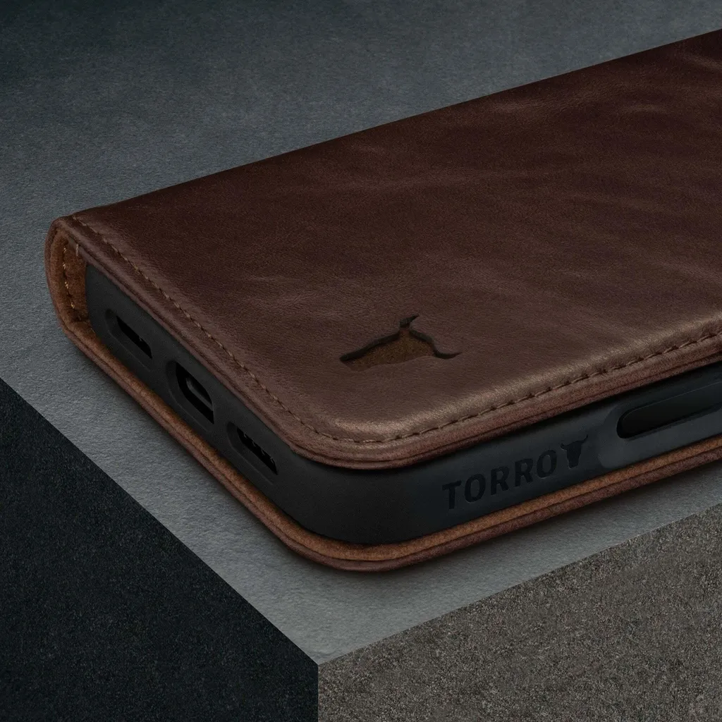 Coque iPhone 16 Pro Cuir Marron MagSafe avec Support Vidéo Horizontal - 6