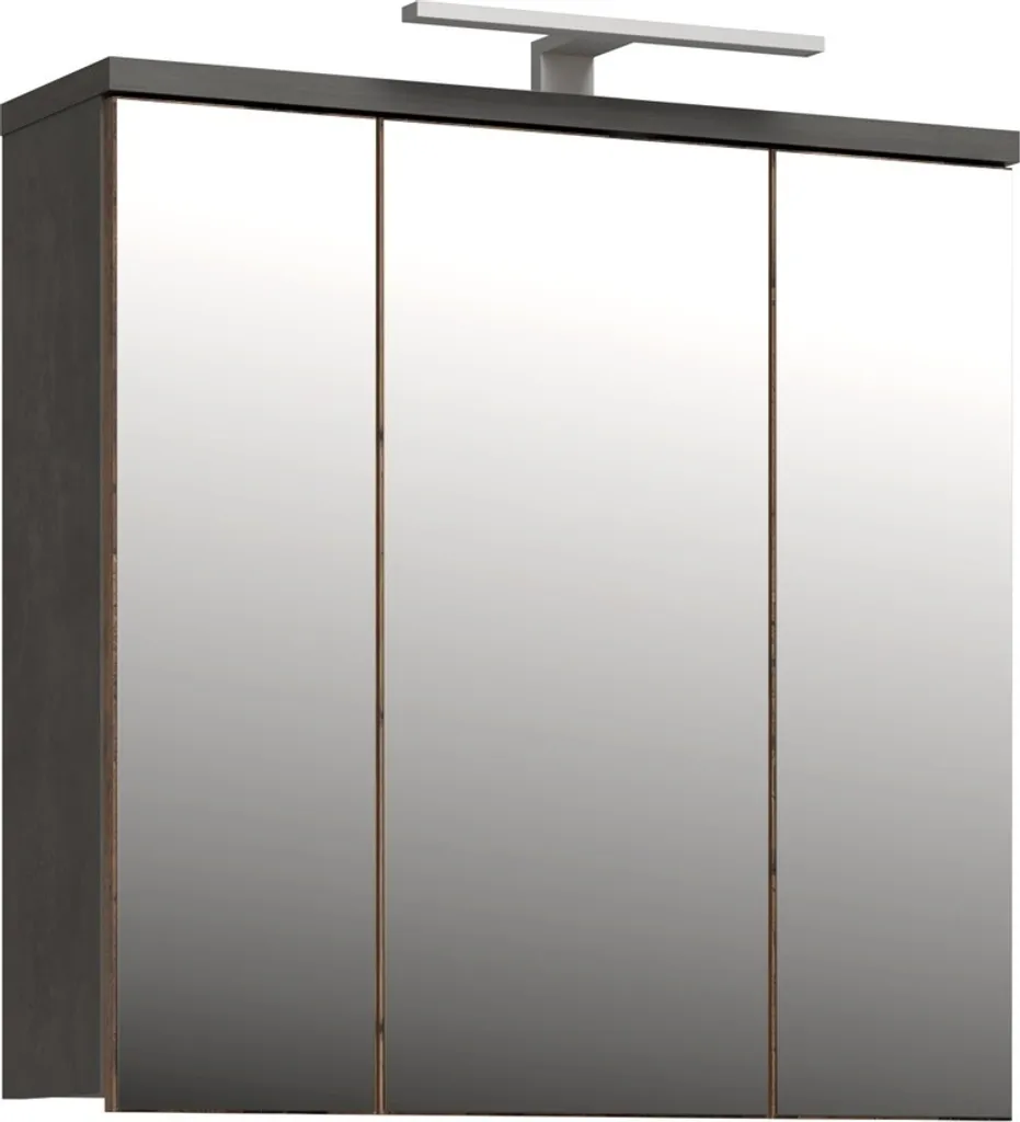 Meuble miroir de salle de bain gris béton avec éclairage LED intégré