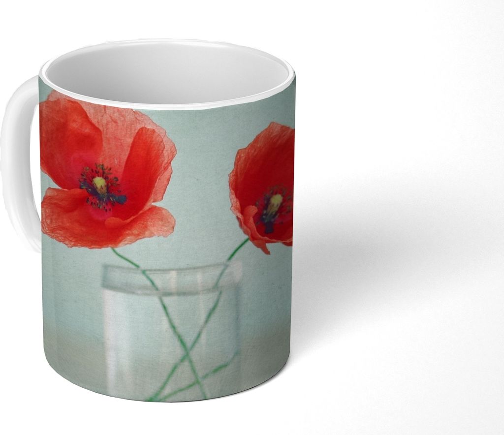 MuchoWow Tasse Kaffeetasse Kaffeebecher 350 ml Mohn - Stilleben - Blumen Teetasse - Fototasse - Becher - Keramikbecher - Teebecher - Kaffeetasse ...