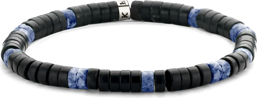 Frank 1967 7FB-0428 bracciale in pietra naturale - elastico - nero/blu scuro