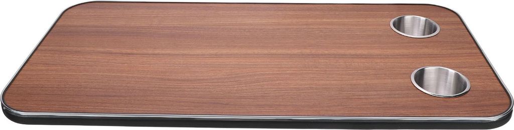 Wohnmobil-Tischplatte aus Massivholz mit 2 Getränkehaltern aus Edelstahl für Anhänger, Wohnmobil, Yacht, Bootsdeck, 800 x 400 mm, Braun