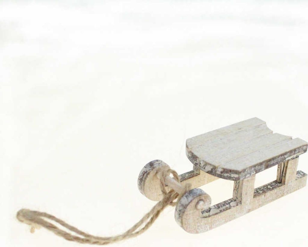 12 Deko Schlitten Holz 6,5cm Rodel Winter Weihnachtsschlitten Holzschlitten, Farbe:weiß shabby