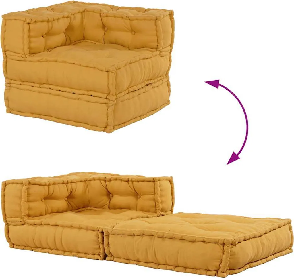 Chauffeuse de Canapé Modulable Jaune en Tissu Doux pour Salon Moderne - 9