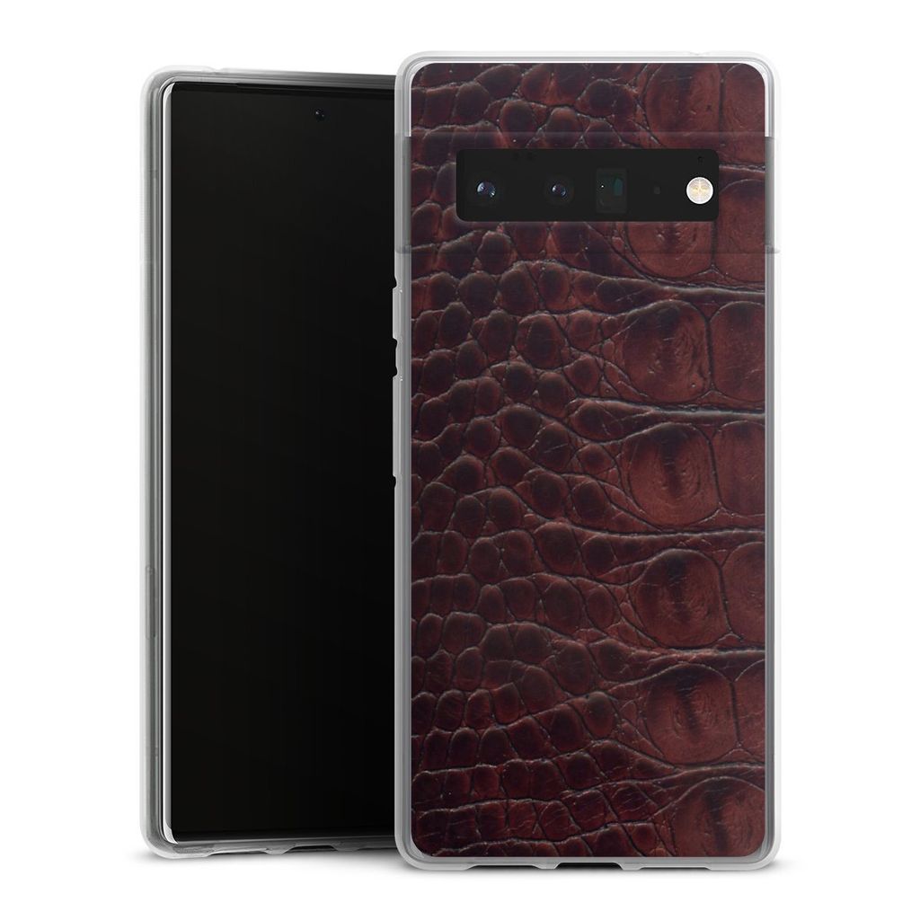 DeinDesign Handyhülle für Google Pixel 6 Pro Silikon Hülle Case Smartphone Schutzhülle Animalprint Krokodil Leder