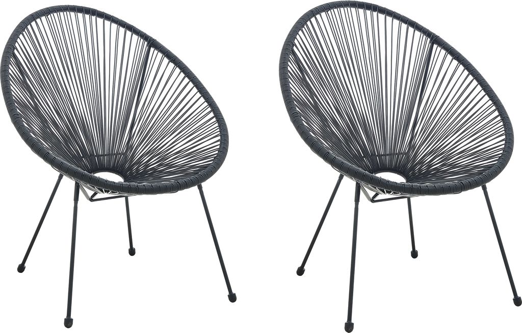 Möbilia Garten-Stuhl 2er-Set | Sitzschale Kunststoff | Gestell Metall | B 73 x T 73 x H 88 cm | schwarz | 10020011 | Serie GARTEN