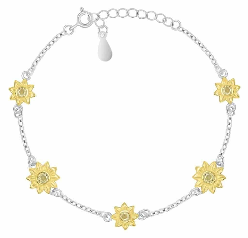 Silber Frauen ́ s Bicolor-Armband mit Blumen BRC225W